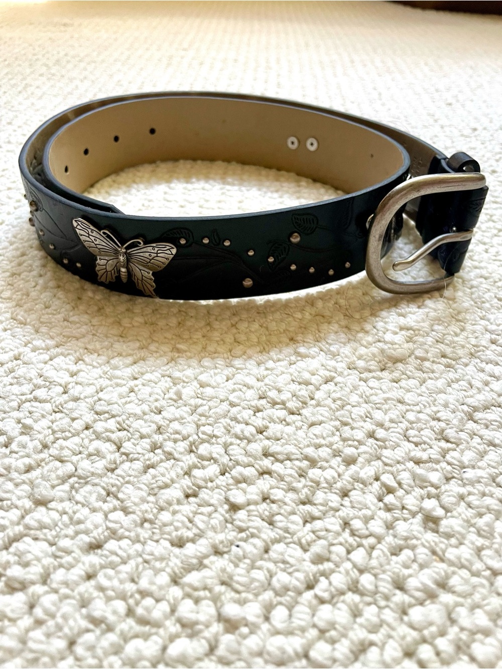 Relic by Fossil Leather Butterfly Belt Embossed Floral Boho Festival Style
